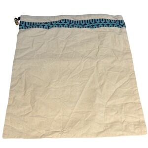 Tory Burch Cream Canvas Drawstring Dust Bag Gold Purse Shoes‎ Logo Trim Charm